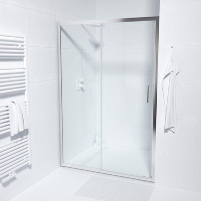 FugaFlow ID06 Quick Fit porte de douche coulissante - 130x190cm - 6mm verre de sécurité - profilé aluminium - anti calcaire - Noir mat