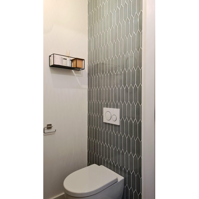 La Mosaic Factory Paris carreau mosaïque - 25,5x31,5cm - carrelage mural - Hexagone - Porcelaine Vert Gris Brillant