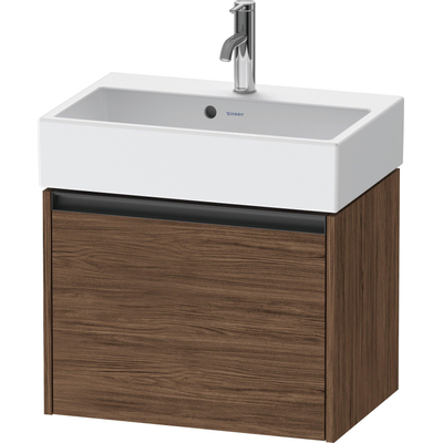 Duravit Ketho 2 meuble bas pour lavabo avec 1 tiroir 58.4x39x44cm avec poignée anthracite noyer foncé mat