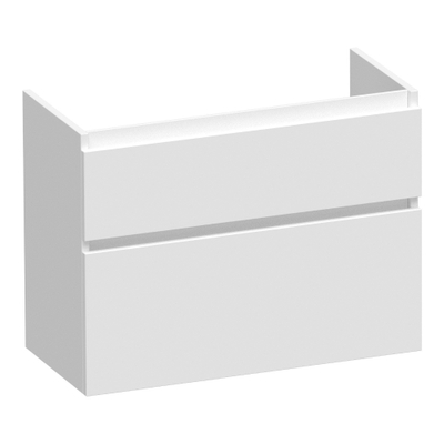 BRAUER Delight meuble sous lavabo peu profond - 80x39x60cm - 2 tiroirs softclose - sans poignée - 1 découpe pour le siphon - blanc mat
