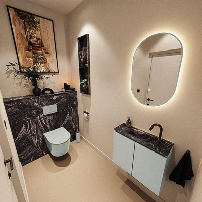 MONDIAZ TURE-DLUX 60cm toiletmeubel Greey. EDEN wastafel Lava positie midden. Met 1 kraangat.