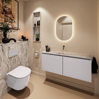 MONDIAZ TURE-DLUX Meuble toilette - 120cm - Cale - EDEN - vasque Glace - position centrale - sans trou de robinet