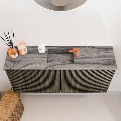 Mondiaz JOYA-DLUX 90cm toiletmeubel - kleur Shadow - Wastafel FAYE positie Midden 1 kraangat kleur Sombra.