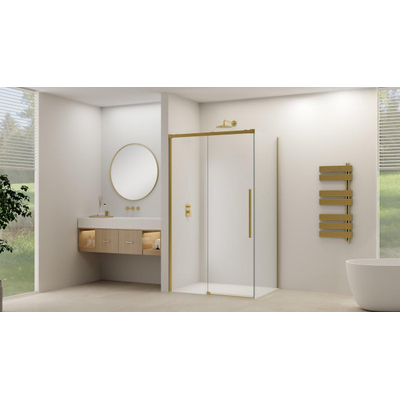 Van Rijn Products ST09 Zijwand tbv hoekcabine - 88x200cm - helder glas - Messing Geborsteld