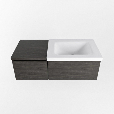 MONDIAZ BUKLA 100cm ensemble de meuble avec module 40 couleur Marron Foncé avec 2 tiroirs. Lavabo CLOUD à droite 0 trous de robinet couleur Talc.