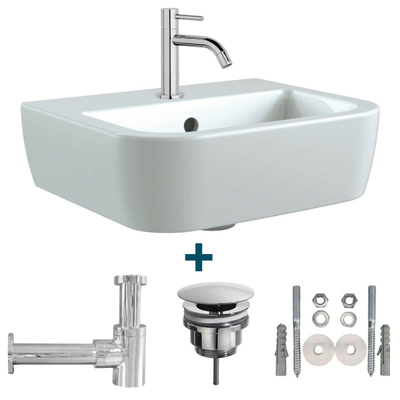 Nemo Spring Sun ensemble de lave-mains 40x32,5x16,5cm avec trop-plein incluant robinet et siphon porcelaine blanc