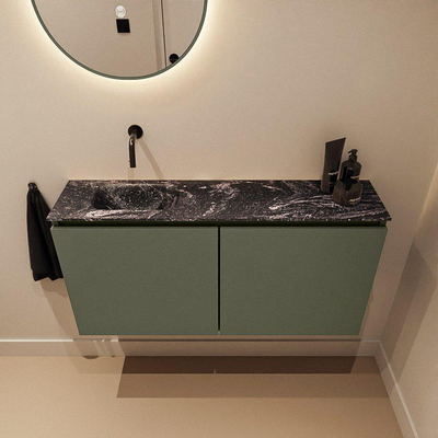 MONDIAZ TURE-DLUX Meuble toilette - 100cm - Army - EDEN - vasque Lava - position gauche - sans trou de robinet