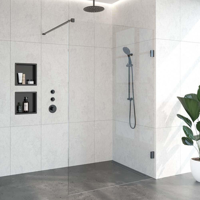 BRAUER Void inloopdouche helder glas 130x200 incl. glascoating PVD gunmetal geborsteld