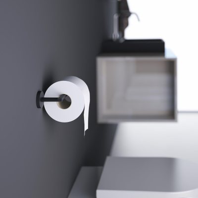 Clou Flat toiletrolhouder L vorm zonder klep mat zwart SHOWROOMMODEL