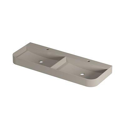 INK Duomo Lavabo - 120x45x10cm - posé - coins arrondis - double vasque - 2 trous de robinet - polystone - coton crème mat