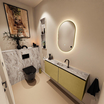 MONDIAZ TURE-DLUX Meuble toilette - 120cm - Oro - EDEN - vasque Glace - position centrale - 1 trou de robinet