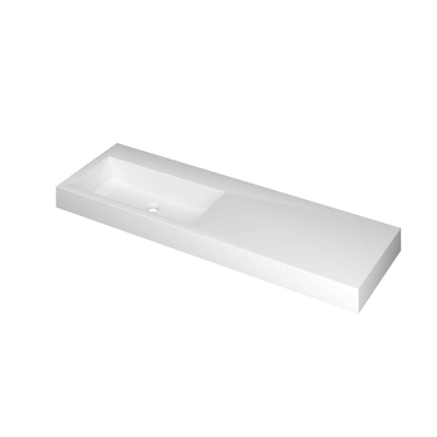 INK Momento lavabo - 140x45x9cm - 1 vasque à gauche - 0 trous de robinet - polystone blanc mat