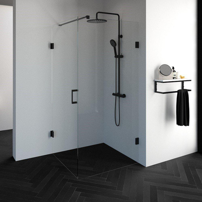 BRAUER Create cabine de douche 2 pièces 100x90cm sans cadre avec anticalcaire et verre de sécurité 8mm anthracite mat MODÈLE D'EXPOSITION