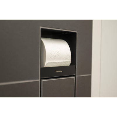 Hansgrohe XtraStoris Rock Porte-brosse WC - porte-rouleau - porte carrelable - noir mat