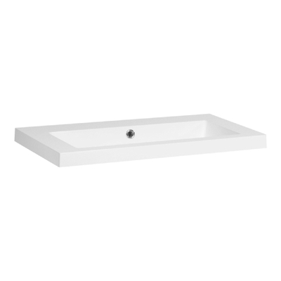 BRAUER Foggia Lavabo pour meuble 80x45.7x5cm 1 lavabo sans trou pour robinetterie marbre minéral blanc