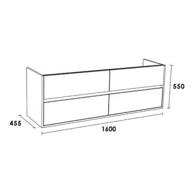 BRAUER Nexxt Meuble sous vasque 160x45.5x55cm 4 tiroirs 2 espaces siphon sans poignées MFC Almond