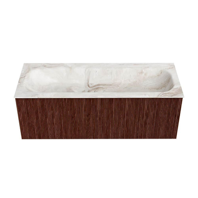 Mondiaz KURVE-DLUX Badkamermeubelset - 120x46x40cm - 1 lade - wastafel solid surface - midden - zonder kraangat - Ruby