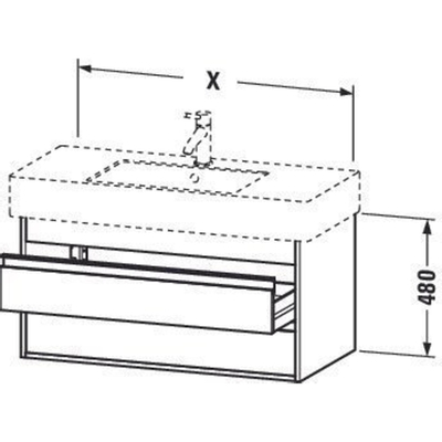 Duravit Ketho Meuble sous-lavabo avec 2 tiroirs 80x45.5x41cm pour Vero 032985 basalte