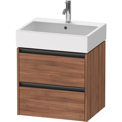 Duravit Ketho 2 meuble sous-lavabo - 2 tiroirs - 58.4x46x54.9cm - poignées anthracite - noyer mat