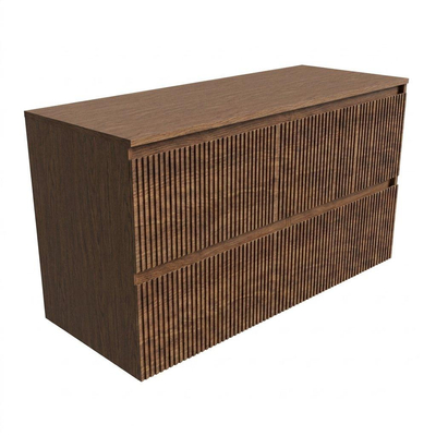 Saniclass Holz Atelier Badkamermeubelset - 120x45x60cm - topblad - zonder kraangaten - 2 lades - Walnut pure