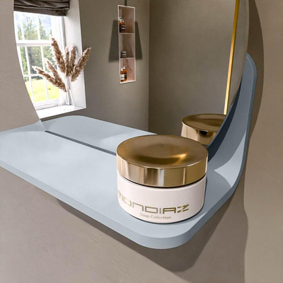 Mondiaz SPOT miroir – Ø 30 cm – avec tablette – Clay (brun)