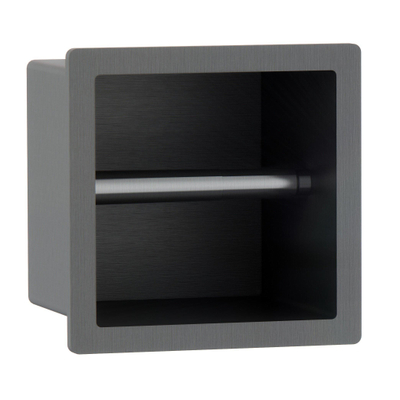 Fortifura Calvi Toiletrolhouder - inbouw - 17.3x17.3x15.3cm - PVD - geborsteld gunmetal (antraciet)