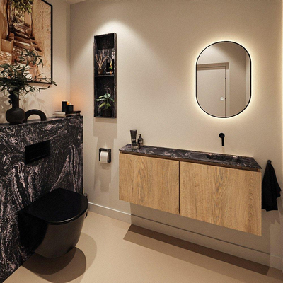 MONDIAZ TURE-DLUX Meuble toilette - 120cm - Washed Oak - EDEN - vasque Lava - position droite - sans trou de robinet