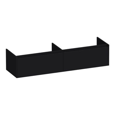 BRAUER Embrace Meuble sous-lavabo - 159.8x35x45.5cm - 2 tiroirs à fermeture douce - sans poignée - 2 découpes pour siphon - noir mat