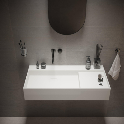 Ideavit SolidBliss Wastafel 90x45x16cm 0 kraangaten Solid surface mat wit