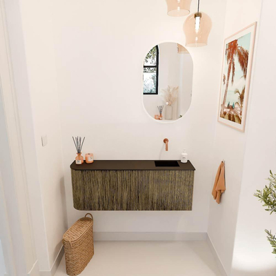 Mondiaz JOYA 111.6cm toiletmeubel - ronding links kleur Dusk - Wastafel FAYE positie Rechts Zonder kraangat kleur Urban.