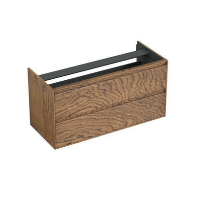 Forzalaqua Reno 2.0 meuble sous-vasque 120x51x60cm avec 2 tiroirs sans poignées avec fermeture en douceur Chêne massif Castle Brown
