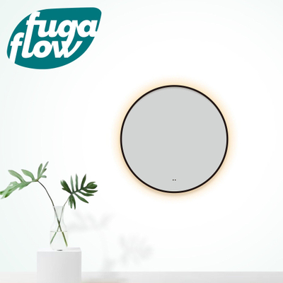 FugaFlow Eccelente Arredo Badkamerspiegel - rond - diameter 60cm - indirecte LED verlichting - spiegelverwarming - infrarood schakelaar - mat zwart - Black Friday -