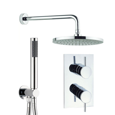 Crosswater Fusion ensemble de douche à effet pluie thermostatique 2 fonctions avec inverseur incluant partie encastrée et ensemble de douchette chrome