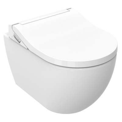 Bidetwash Optima douche-wc-zitting met wandcloset – set – compact 36,5x51 cm – glans wit