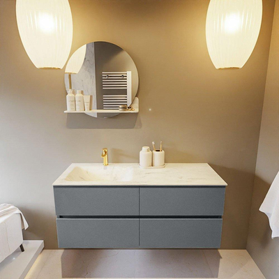 Mondiaz VICA-DLUX ensemble de meuble de salle de bain - 120cm - meuble sous-vasque plata - 4 tiroirs - lavabo encastré cloud gauche - 1 trou de robinet - miroir modèle spot - version XL 60cm haut - opalo