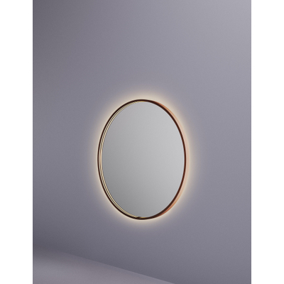 Hotbath &MORE Spiegel Round - diameter 80cm - direct en indirect LED - spiegelverwarming - dimbaar - met afstandsbediening - PVD - geborsteld koper