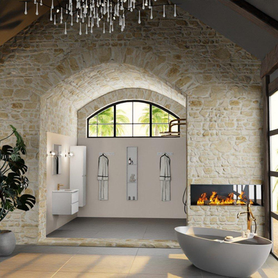 Mondiaz AIVY Ensemble de meuble - 60x45x50cm - 1 trou de robinet - 1 vasque Talc céramique - Centre - 2 tiroirs - avec miroir - MDF Talc