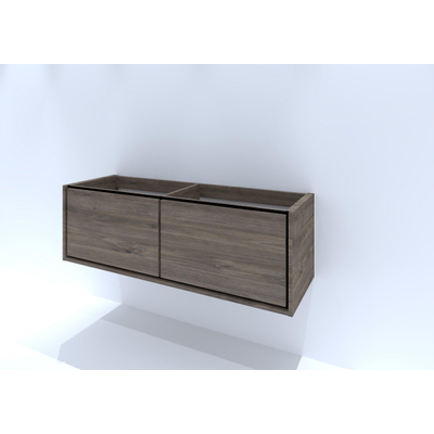 HR Badmeubelen Rize meuble sous lavabo - 2 tiroirs hauts - sans poignée push2open - 140 x 45 x 45 cm - espresso