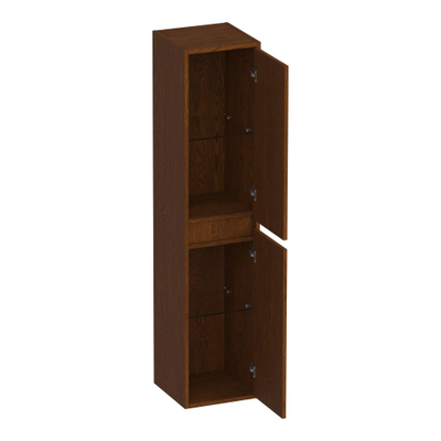 BRAUER Adore badkamerkast - 160x35x35cm - met 2 deuren greeploos links- of rechtsdraaiend lamellen eiken bruin