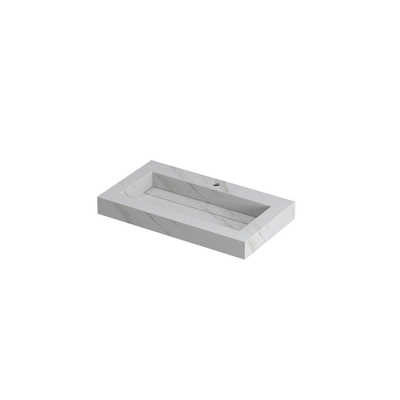 INK Pitch wastafel - 80x45x9cm - 1 wasbak - 1 kraangat - drain keramiek Calacatta mat