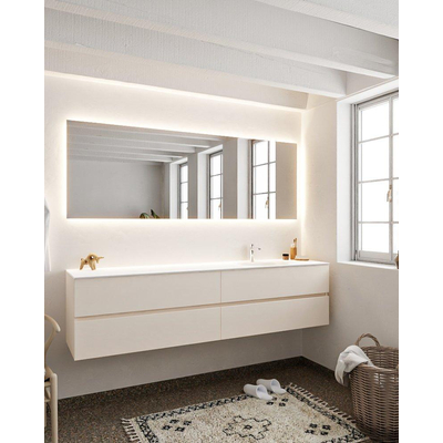 Mondiaz VICA ensemble de meuble de salle de bain - 200cm - meuble sous-vasque lin - 4 tiroirs - lavabo lune droite - 1 trou de robinet - version XL 60cm haut