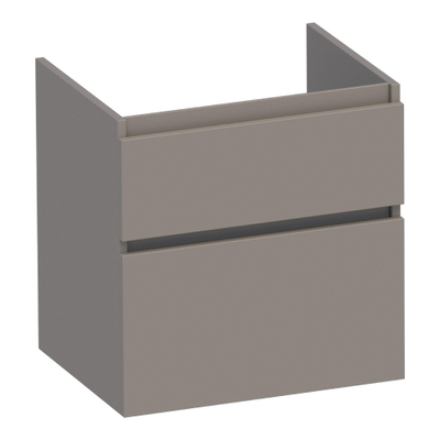 BRAUER Delight meuble sous-lavabo - 60x46x60cm - 2 tiroirs softclose - sans poignée - 1 découpe pour siphon - taupe mat