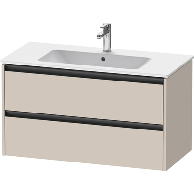 Duravit Ketho.2 Wastafelonderbouwkast - met 2 laden - 101x48x55cm - met grepen antraciet - taupe mat