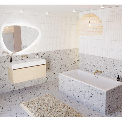 Riho Pebble spiegel – organisch – 100x66,7 cm – indirecte LED rondom – spiegelverwarming – Zilver