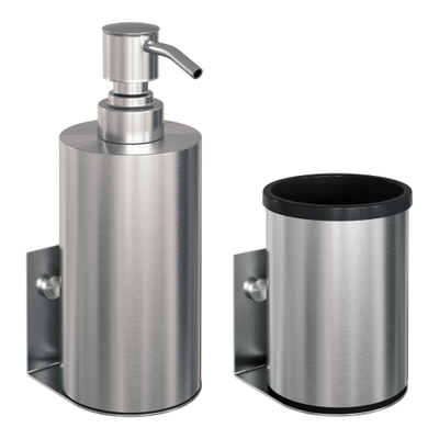 BRAUER Accessoireset - zeepdispenser - beker - met wand ophanging - magnetisch opzetvlak - geborsteld rvs
