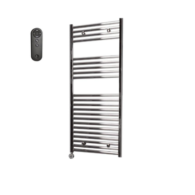 Sanicare HVS Elektrische Radiator - 111.8x45cm - 435W - met afstandsbediening - thermostaat - chroom - linksonder - chroom