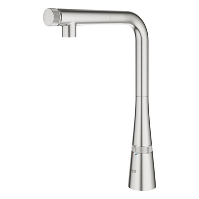 GROHE Zedra Mitigeur de cuisine - haut - bec en L extensible - supersteel brossé