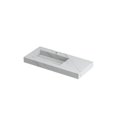 INK Pitch wastafel - 100x45x9cm - 1 wasbak links - 1 kraangat - drain keramiek Calacatta mat
