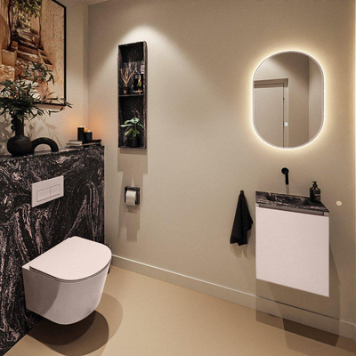 MONDIAZ TURE-DLUX Meuble de toilette 40 cm Rosee. EDEN lavabo Lava position milieu. Sans trou de robinet.