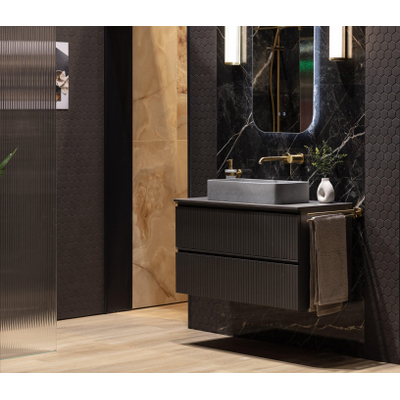 Saniclass Prime Blend Meuble sous lavabo - 100x55x45.9cm - 2 tiroirs - poignée intégrée - MDF - mat anthracite